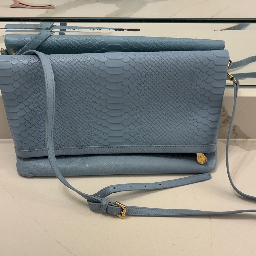 GiGi New York Light Blue Textured Crossbody Bag